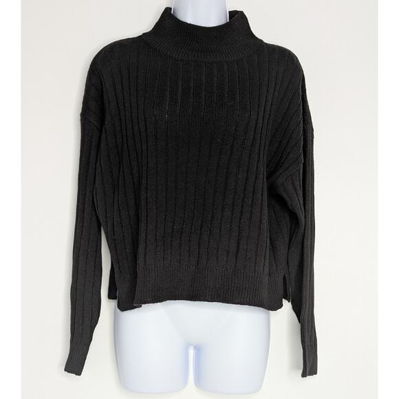 Black Knit Ribbed Sweater Funnel Neck Topshop - Picture 12 of 12